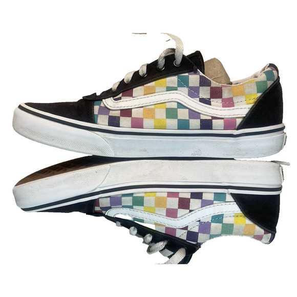 Vans Old Skool Checkerboard Rainbow Shoes Low Top Womens Size 5 Sneakers Skate - Picture 3 of 8